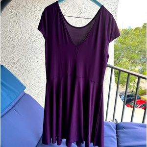 Deep Purple / Aubergine / Eggplant V-Neck Dress